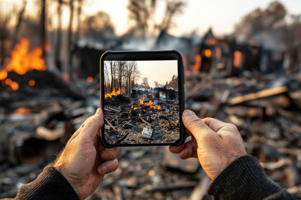 Devastated forest due to wildfire
