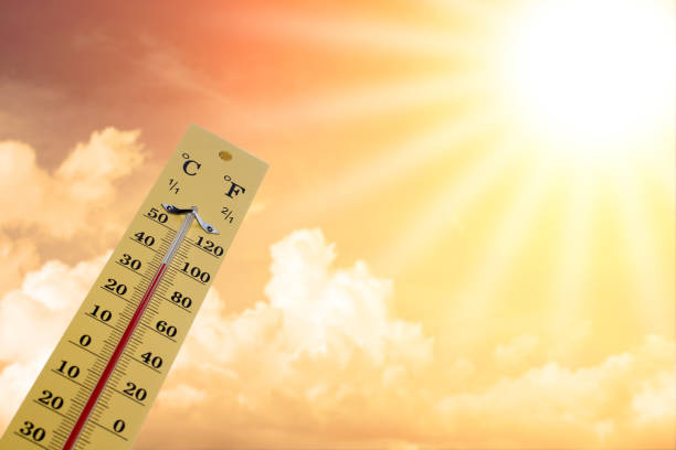 Extreme heat warning: Thermometer reaching over 50 degrees Celsius or 120 degrees Fahrenheit